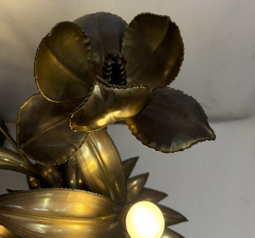 Lampadaire palmier en laiton circa 1970 par Barbier, Maison Jansen  - Années 50-60