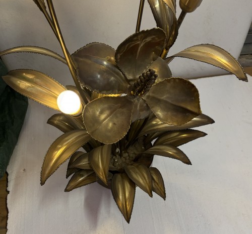 Antiquités - Lampadaire palmier en laiton circa 1970 par Barbier, Maison Jansen 