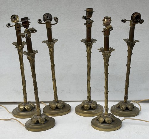Maison Bagués - Série de 6 lampes en bronze patiné circa 1950/70 - Luminaires Style Années 50-60