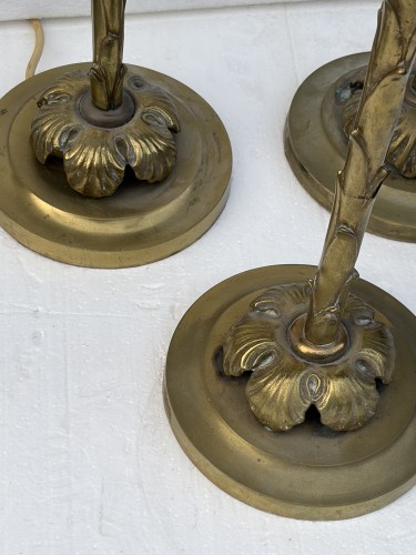 Années 50-60 - Maison Bagués - Série de 6 lampes en bronze patiné circa 1950/70
