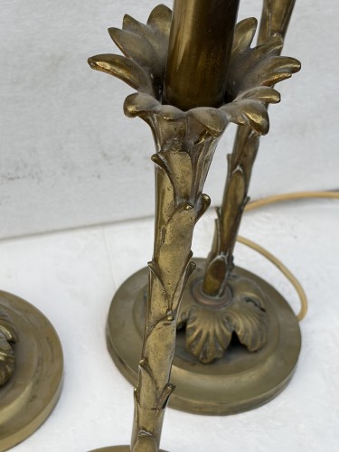 Antiquités - Maison Bagués - Série de 6 lampes en bronze patiné circa 1950/70