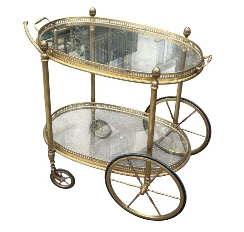 Bronze rolling bar with removable tray circa 1970