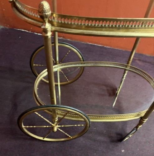 Decorative Objects  - Bronze rolling bar with removable tray circa 1970