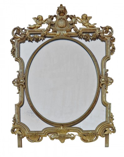 Miroir Napoléon III à parecloses et médaillon central