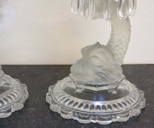 20th century - Pair of mid 20th century Baccarat candlesticks