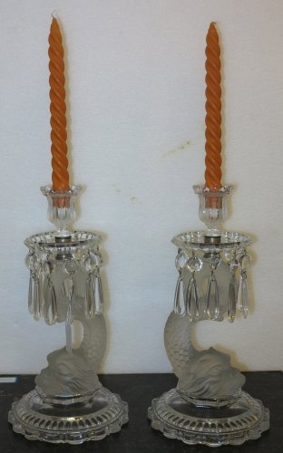 Antiquités - Pair of mid 20th century Baccarat candlesticks