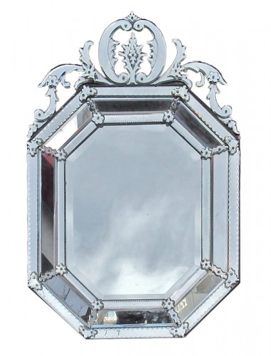 Miroir à Parecloses à tain argentique circa 1880/1900 