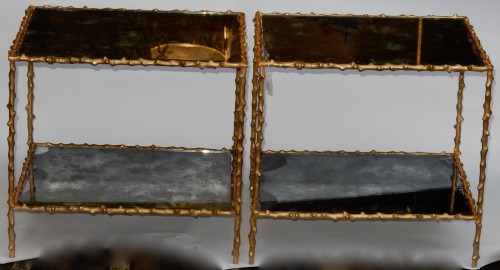 Antiquités - Paire de bouts de canapé en bronze doré Maison Jansen