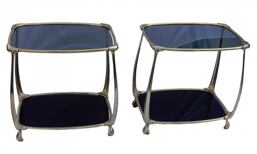 1970 Pair of Gilt Bronze Tables In The Style Of Art Nouveau