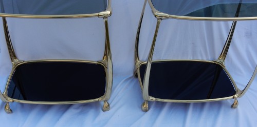 1970 Pair of Gilt Bronze Tables In The Style Of Art Nouveau - 