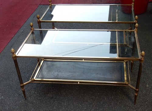 1950/70 Maison Jansen - Pair of Cofee Table Levels Glass - Furniture Style 50