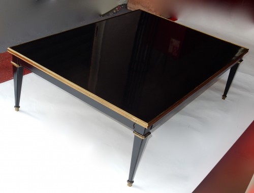 Antiquités - 1950/70 Coffee Table Wood Lacquered Black Maison Jansen