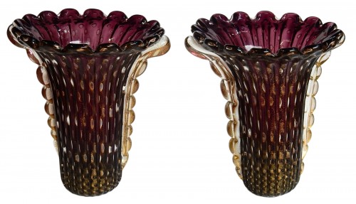 Pair of Murano Vases Signed Toso