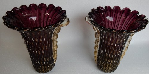 Pair of Murano Vases Signed Toso Circa 1970 - 