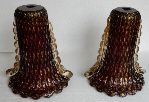 20th century - Pair of Murano Vases Signed Toso Circa 1970