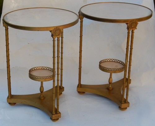 Pair of gilt bronze pedestal tables signed Jansen - 