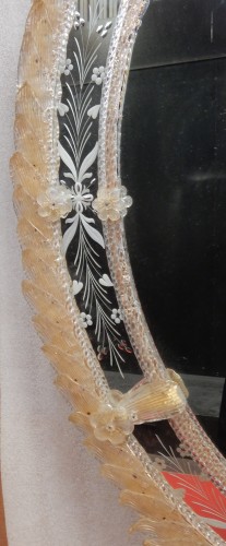 Antiquités - Miroir cristal Murano véronèse 1970/80 
