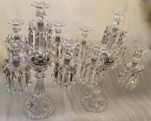 Antiquités - Baccarat - Paire de chandeliers en cristal