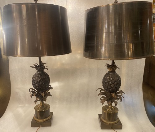 Charles&amp;Fils - 950/70 Pair Of Pineapple Lamps Or Similar, Brass Shade - Lighting Style 50