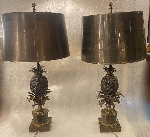 Lighting  - Charles&amp;Fils - 950/70 Pair Of Pineapple Lamps Or Similar, Brass Shade