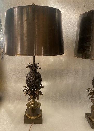 Antiquités - Charles&amp;Fils - 950/70 Pair Of Pineapple Lamps Or Similar, Brass Shade