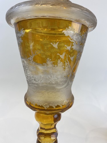 Antiquités - Paire de vases en cristal de Bohème, Circa 1880