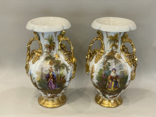Antiquités - Paire de vases par Ruaud, Limoges circa 1860