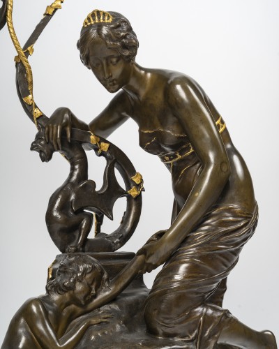 Henri Vidal (1864-1918) Endormi à La Fontaine - Sculpture Style Art nouveau
