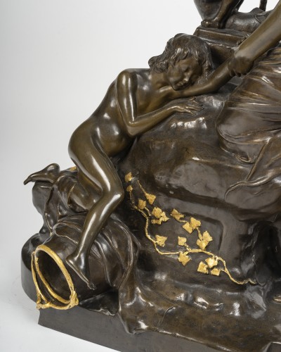Sculpture Sculpture en Bronze - Henri Vidal (1864-1918) Endormi à La Fontaine