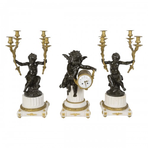 Grande garniture de cheminée d'époque Napoléon III, Circa 1855