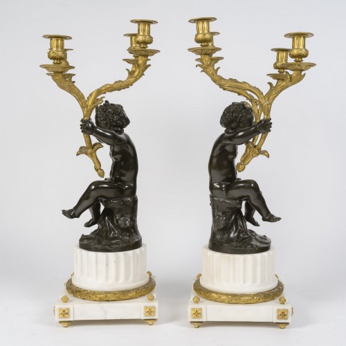 Antiquités - Grande garniture de cheminée d'époque Napoléon III, Circa 1855