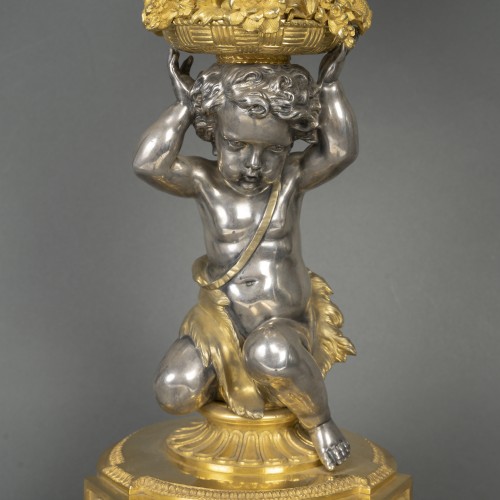 Henri Picard (1840-1890) Centerpiece in gilded bronze and cut crystal - silverware & tableware Style Napoléon III