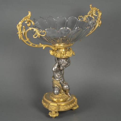 Napoléon III - Henri Picard (1840-1890) Centerpiece in gilded bronze and cut crystal