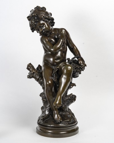Sculpture Sculpture en Bronze - Auguste Louis Mathurin MOREAU (1834-1917) La fille au criquet