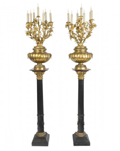 Paire de torchères à sept feux de style néoclassique, circa 1870