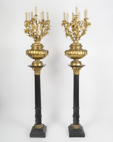 Paire de torchères à sept feux de style néoclassique, circa 1870 - Lighting Style Napoléon III