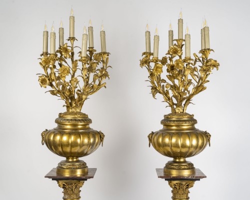 Lighting  - Paire de torchères à sept feux de style néoclassique, circa 1870