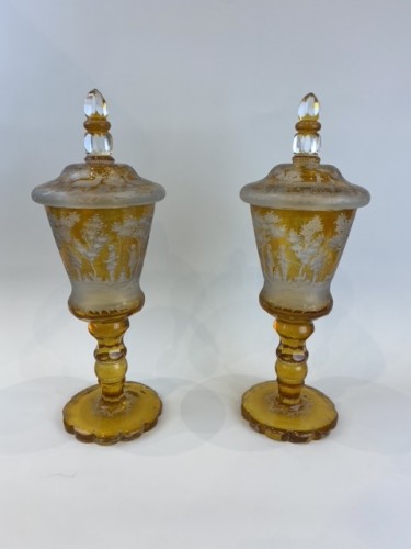 19th century - Pair of Bohemian crystal candy dishes, Circa 1880