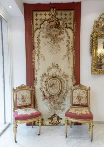 XIXe siècle - Salon complet de 8 pièces et 4 tentures murales, tapisserie d’Aubusson, circa 1870