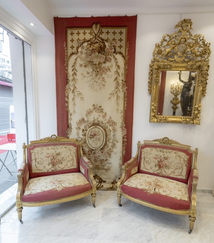 Salon complet de 8 pièces et 4 tentures murales, tapisserie d’Aubusson, circa 1870 - Napoléon III