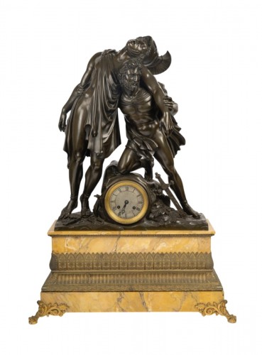 Monumental Restoration Period Clock Depicting Achilles And Patroclus, Circa