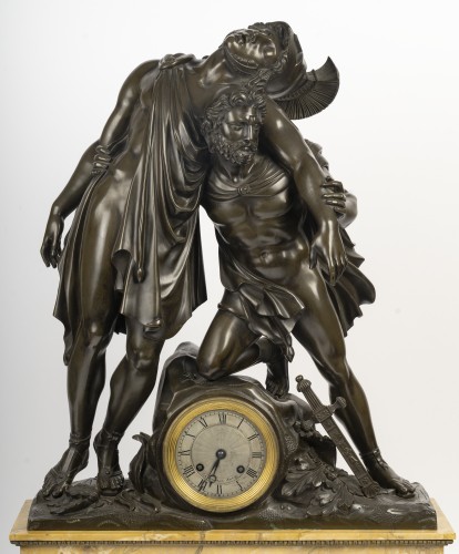 Monumental Restoration Period Clock Depicting Achilles And Patroclus, Circa - 
