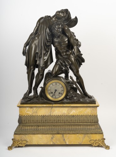 19th century - Monumental Restoration Period Clock Depicting Achilles And Patroclus, Circa