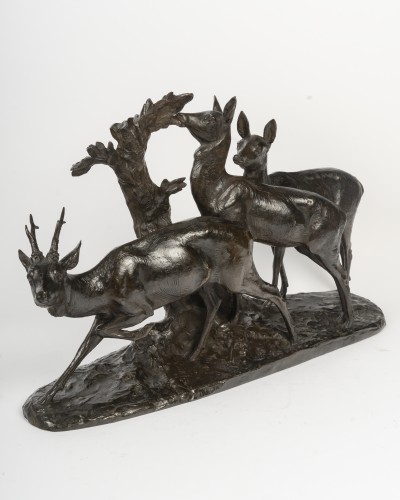 20th century - Maximilien Fiot (1886-1953) Roe Buck And Two Does 