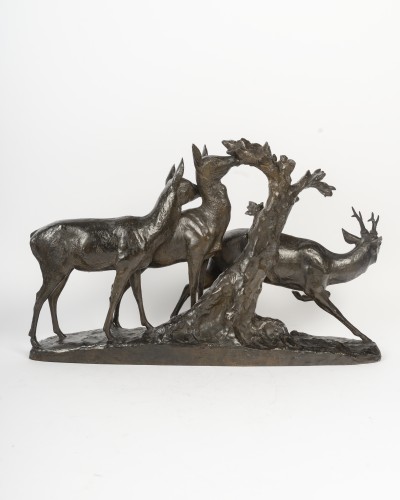Art Déco - Maximilien Fiot (1886-1953) Roe Buck And Two Does 