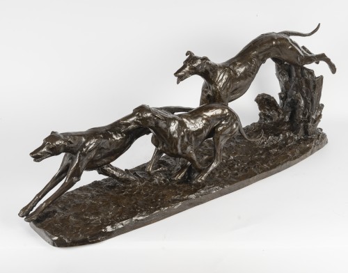 Maximilien Fiot (1886-1953) Greyhound Racing  - Sculpture Style Art Déco