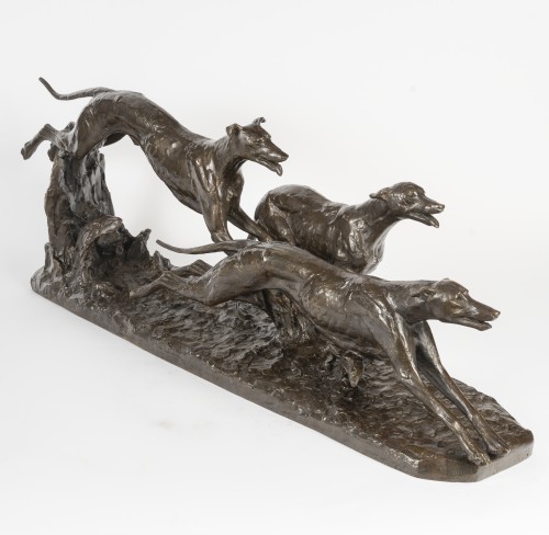 Sculpture  - Maximilien Fiot (1886-1953) Greyhound Racing 