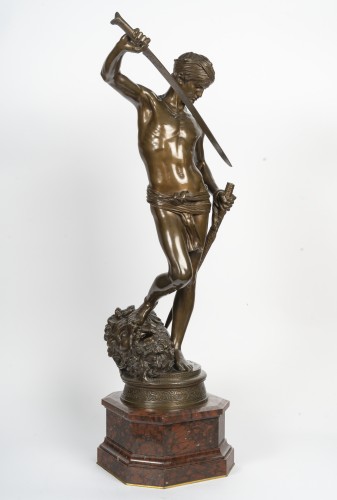 Antonin Mercié (1845-1916) David, Victor Over Goliath - Sculpture Style Art nouveau
