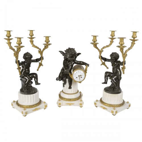 Large three-piece clock set, Circa 1855