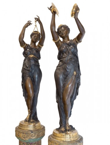 Étienne Henri Dumaige (1830–1888)  Monumentale paire de sculptures "Les Musiciennes"